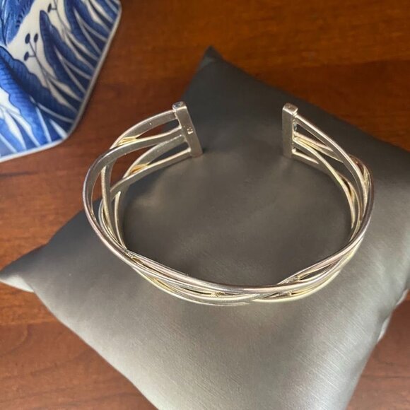 Vintage 925 Sterling Silver Wide Woven Celtic Knot Cuff Bracelet - Picture 4 of 8